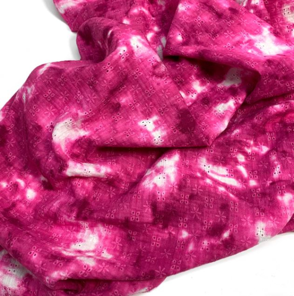 RESTSTÜCK 1,90m !!! - Musselin - Lochstickerei - Batik - fuchsia