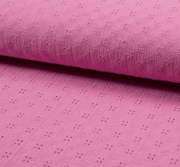 Musselin - Lochstickerei - fuchsia