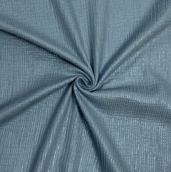 Musselin - Lurex Streifen - dusty blue