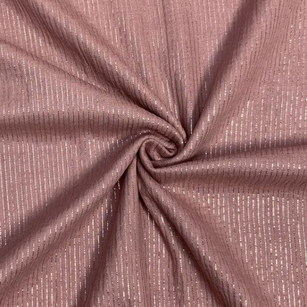 Musselin - Lurex Streifen - old pink