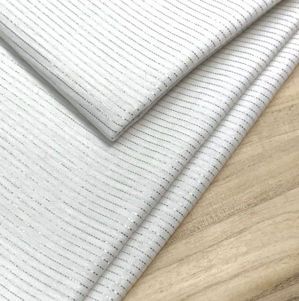 RESTSTÜCK 60cm !!! - Musselin - Lurex Streifen - ecru