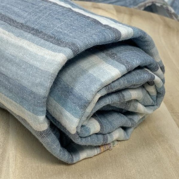 RESTSTÜCK 1,4m !!! - Musselin - Sanded Stripes - blue