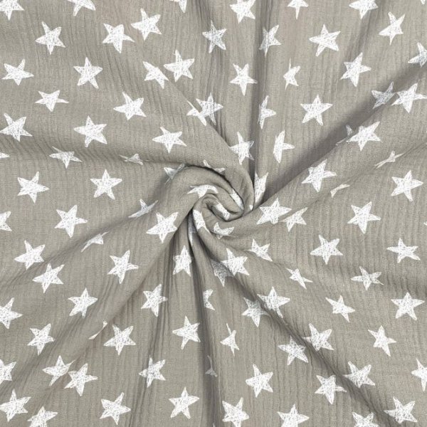 Musselin - Sterne - beige