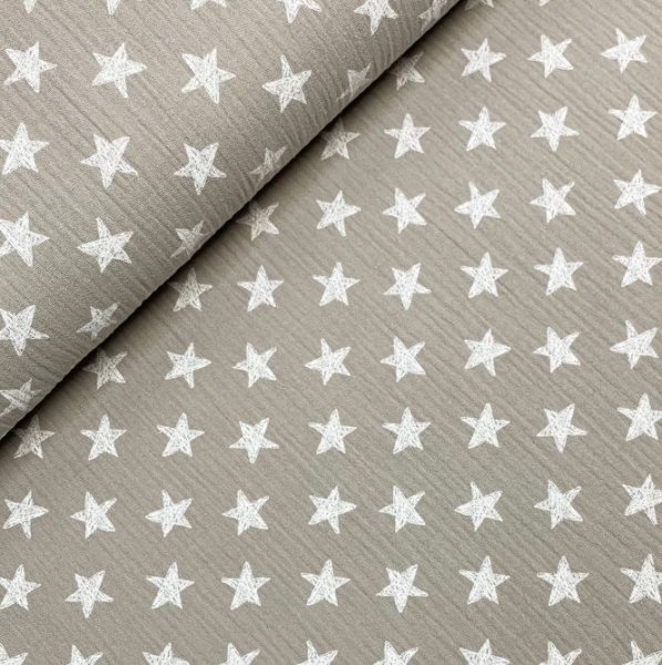 Musselin - Sterne - beige