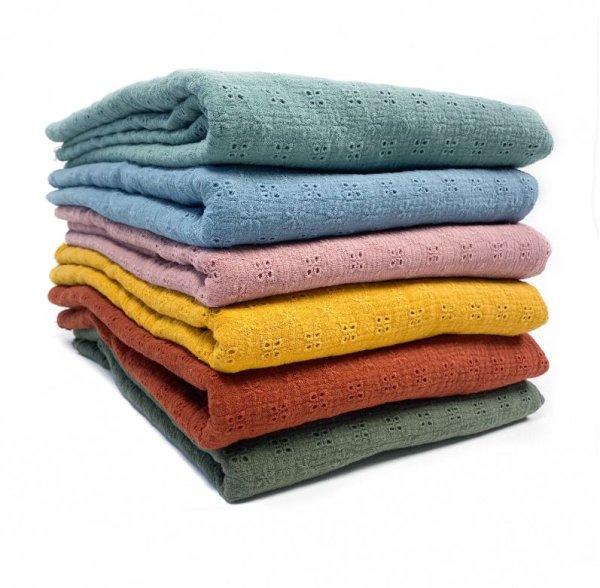Musselin - Lochstickerei - dusty blue