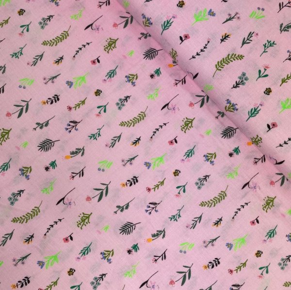 RESTSTÜCK 1,30m !!! - Musselin - Streublumen - rosa - Bunny Hop - Rico Design