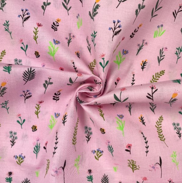 RESTSTÜCK 1,30m !!! - Musselin - Streublumen - rosa - Bunny Hop - Rico Design