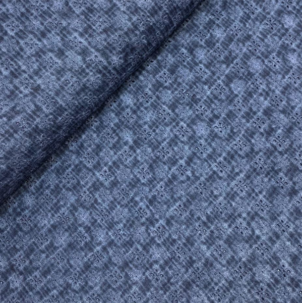 RESTSTÜCK 2,00m !!! - Musselin - Tie & Dye - Embroidery - navy