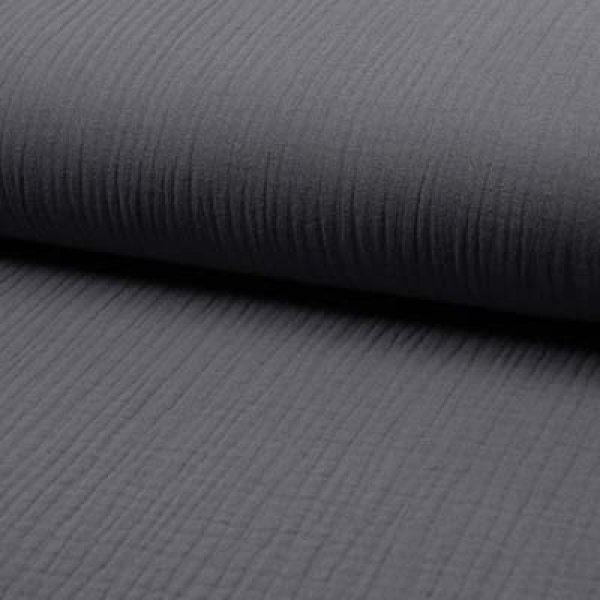 Musselin - Triple Layer - uni - dark grey