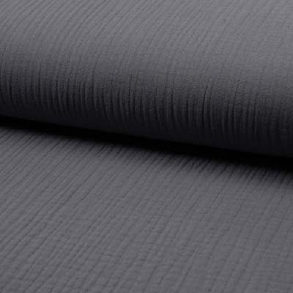 RESTSTÜCK 1,40m !!! - Musselin - Triple Layer - uni - dark grey
