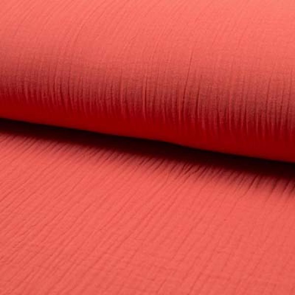 Musselin - Triple Layer - uni - koralle