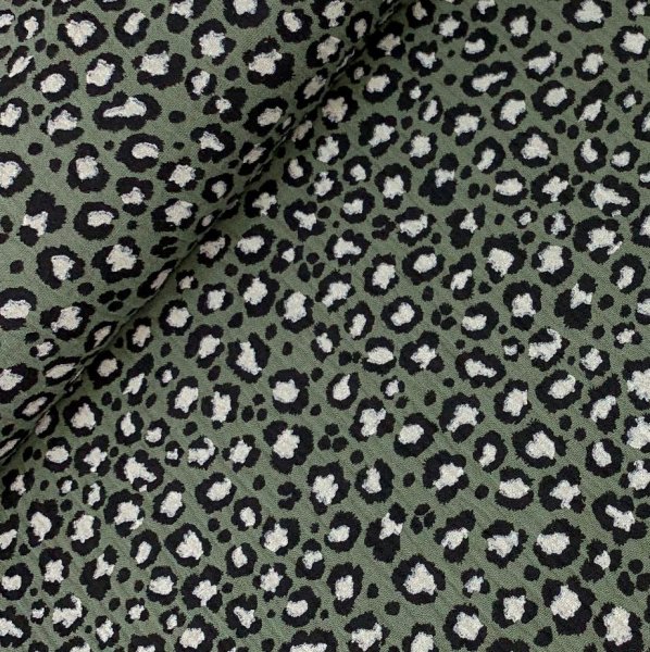 Musselin - animalprint - khaki