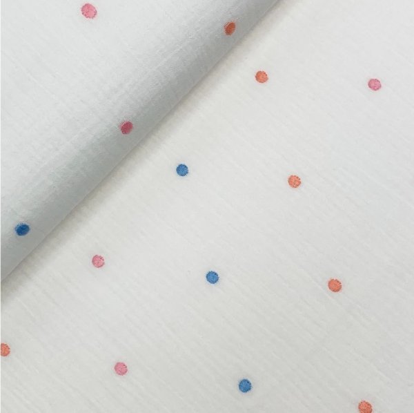 Musselin - Embroidery Dots - off white