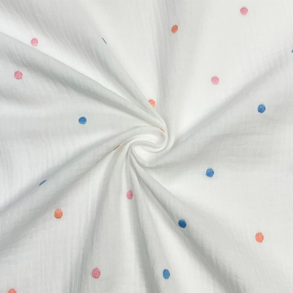 RESTSTÜCK 1,90m !!! - Musselin - Embroidery Dots - off white