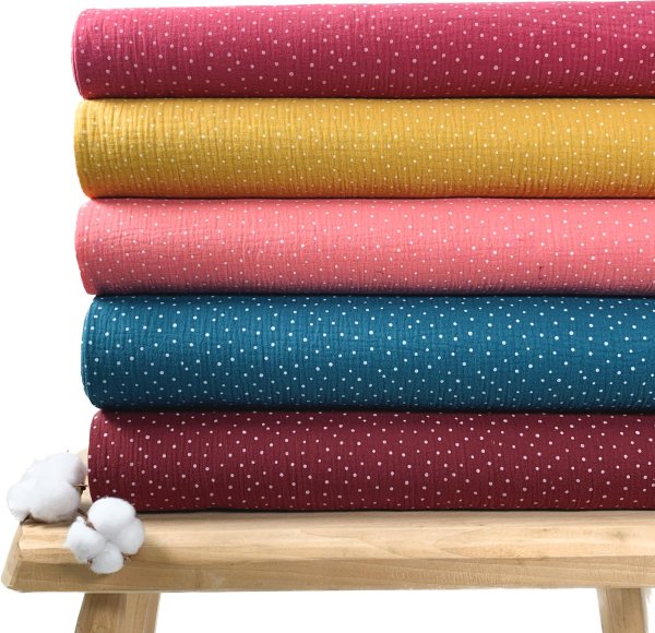 RESTSTÜCK 80cm !!! - Musselin - little Dots - berry