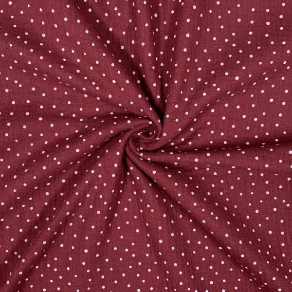 RESTSTÜCK 80cm !!! - Musselin - little Dots - berry