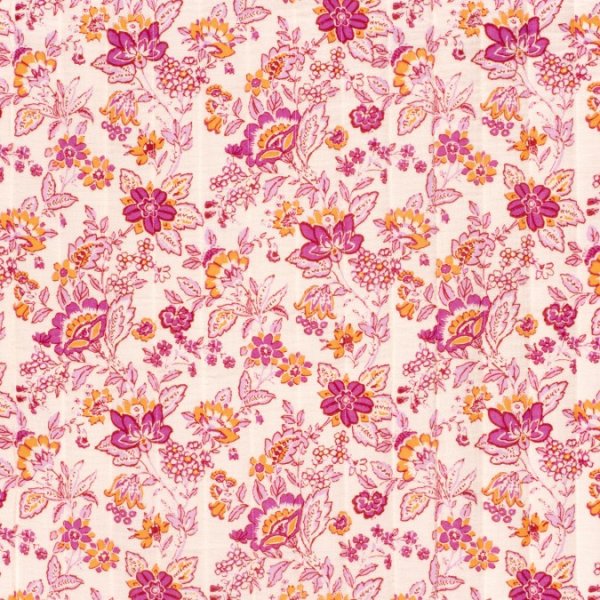 Doubleface Musselinstepper - Ava - ecru/pink/orange