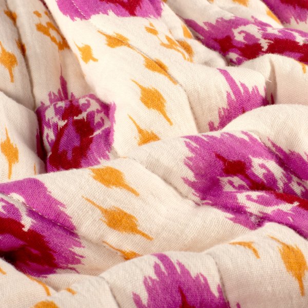 Doubleface Musselinstepper - Ava - ecru/pink/orange