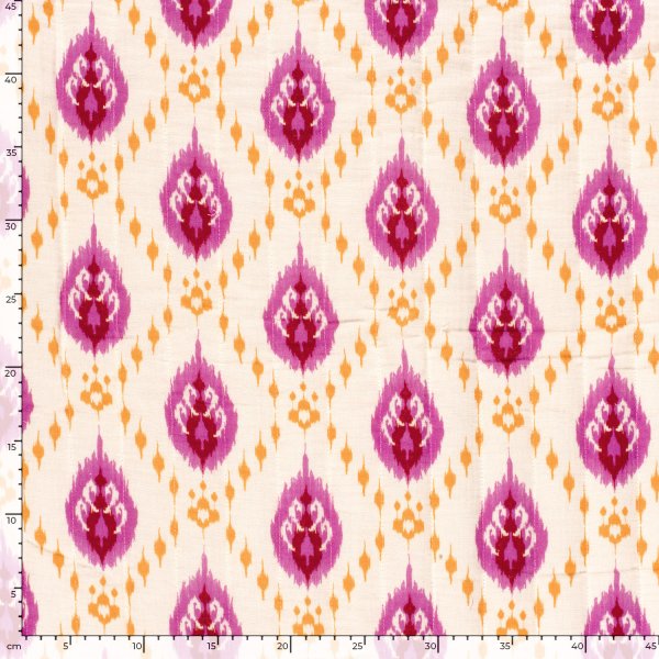Doubleface Musselinstepper - Ava - ecru/pink/orange