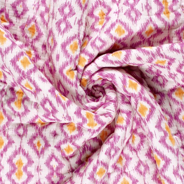 Doubleface Musselinstepper - Inka - white/pink/rosa