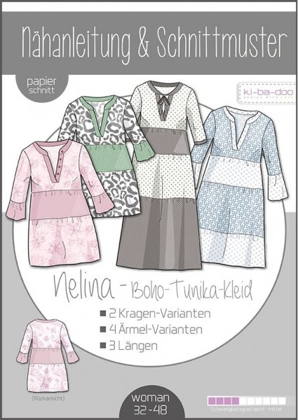 Papierschnittmuster -  Nelina Boho Tunika- Kleid - Damen - Kibadoo