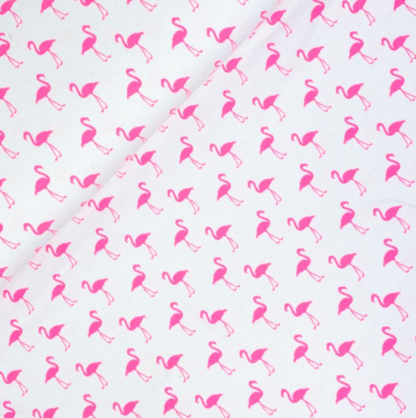 RESTSTÜCK 0,70m !!! - Jersey - Neon Flamingo - white/pink