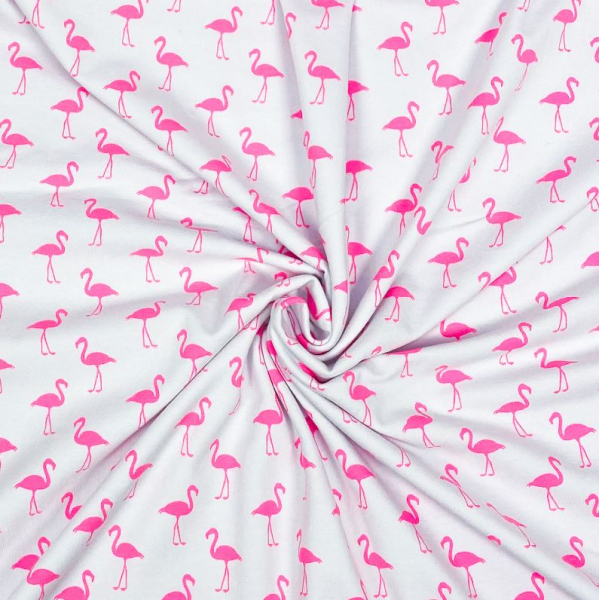 RESTSTÜCK 0,70m !!! - Jersey - Neon Flamingo - white/pink