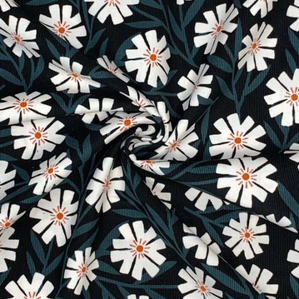RESTSTÜCK 2,0m !!! - Bio Feincord - Night Pflox - Easy Weekend - Cloud9 Fabrics
