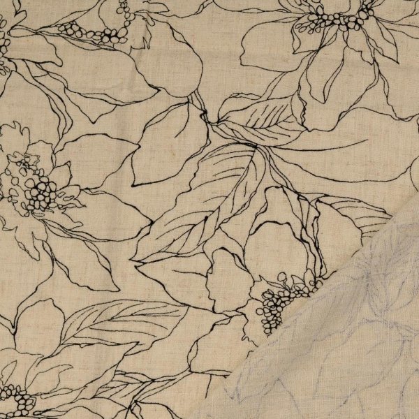 Viskose Leinen - Nilda - natur/black