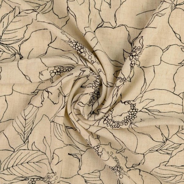 Viskose Leinen - Nilda - natur/black
