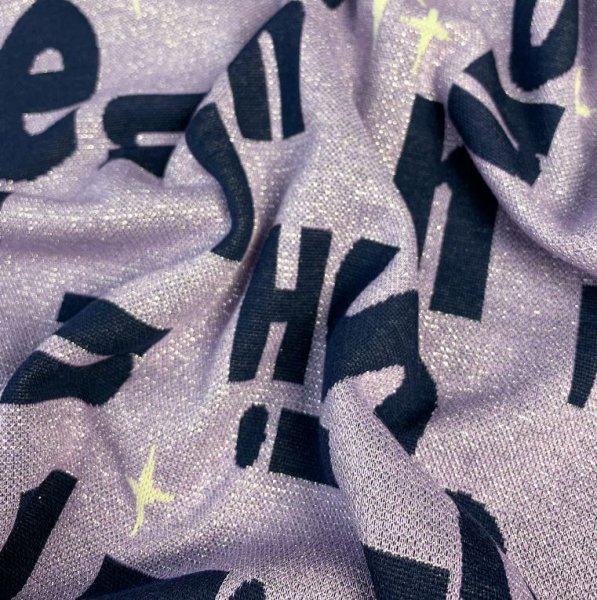 Bio Jacquard - On - Col. 03 - flieder/blue navy - Shine - Hamburger Liebe - Albstoffe