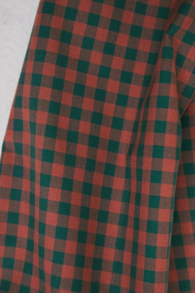 Bio Baumwoll Oxford - Gingham - bottle green/coral red - Mind the Maker