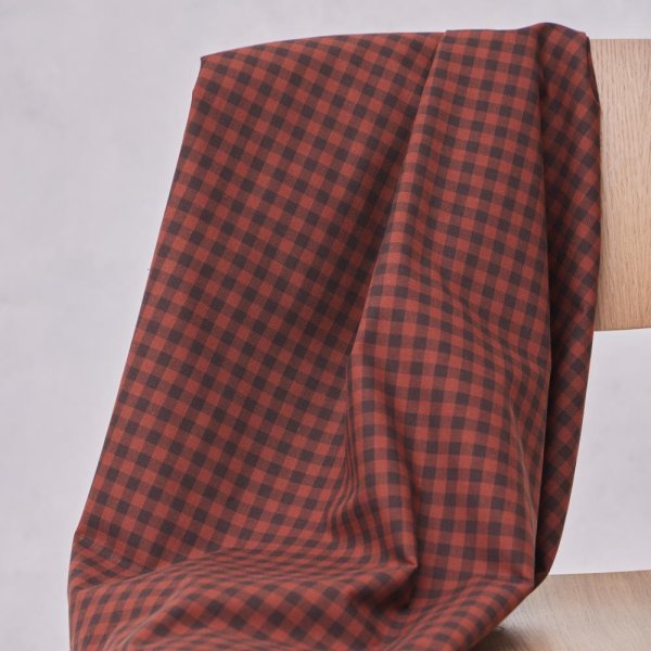 Bio Baumwoll Oxford - Gingham - umber/sienna - Mind the Maker