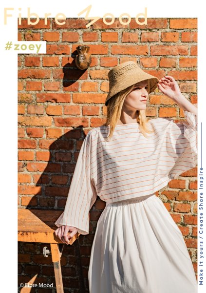 Baumwoll Popeline - stripes - white/orange - Fibremood No. 38