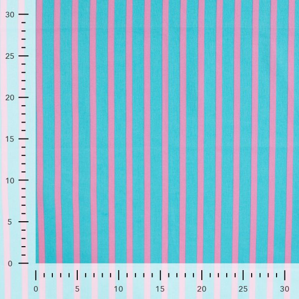 Baumwoll Voile - Stripe Love - rosa/türkis