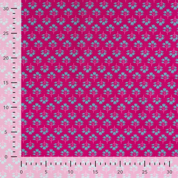 Baumwoll Voile - Charline Flowers - fuchsia/türkis