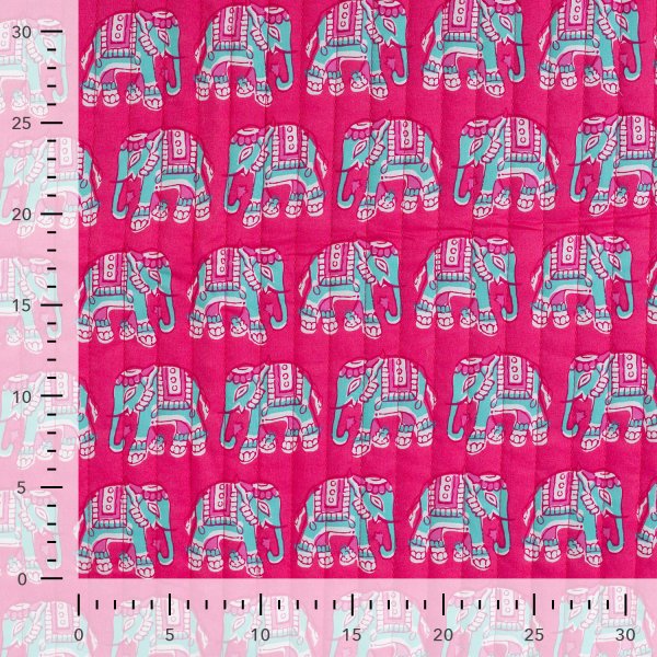Doubleface Baumwoll Stepper - Nubia Elephant Flowers - fuchsia/türkis