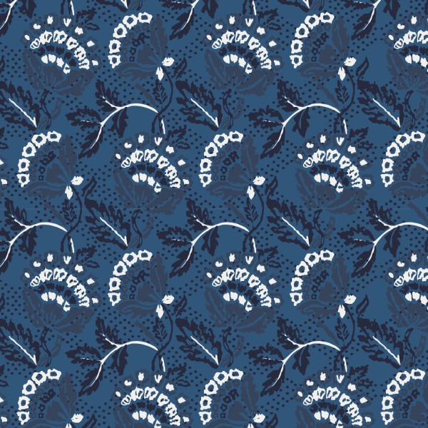 Baumwoll Voile - Alvo Flowers - dark navy/blue