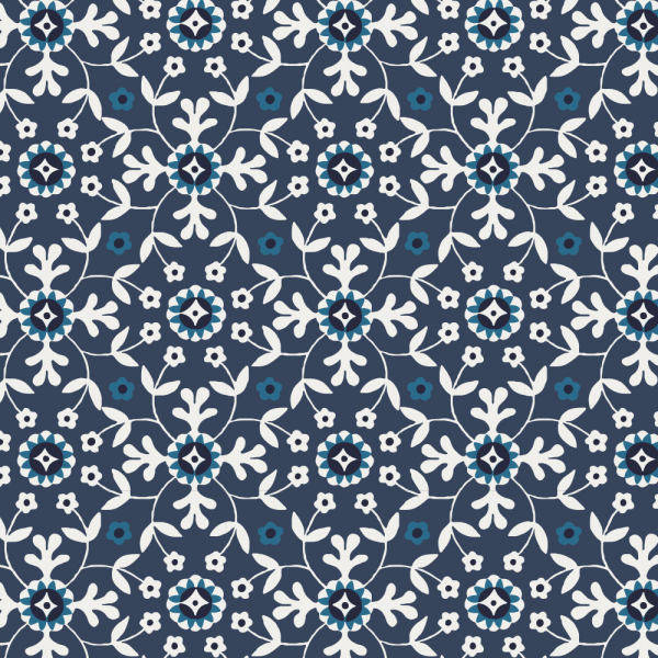 Baumwoll Voile - Ornamente - navy/ecru