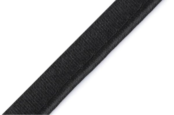 Paspelband unelastisch - Satin - schwarz - 10 mm