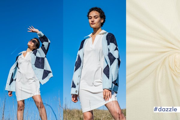 RESTSTÜCK 1,40m !!! - Baumwolle Seersucker - uni - off white - Fibremood No. 33