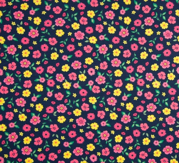 Jersey - Blumen klein - blau - Kombistoff zu Pferdejersey blau