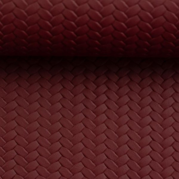RESTSTÜCK 0,80m !!! - Kunstleder - Flechtoptik - Pinto - burgundy