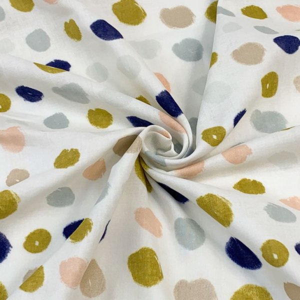 Musselin - Punkte groß - metallic - Crafted Nature - Rico Design