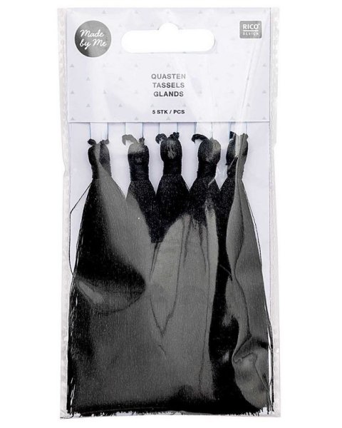 Quaste Fransen Set - 9cm - schwarz - Rico Design
