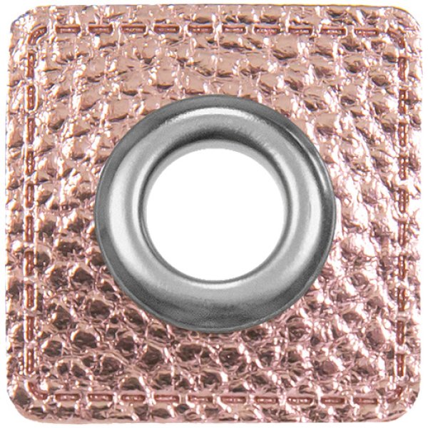 Kunstlederösen - Patches - Rechteck - rosa metallic