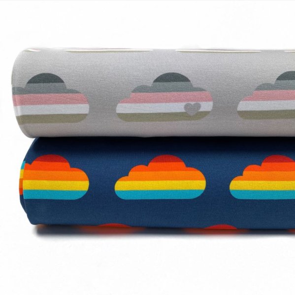 Sweat - Regenbogen Wolken - grau/rosa - byGraziela