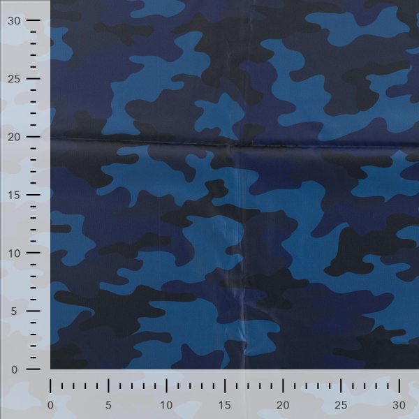Regenstoff - wasserabweisend - Camouflage - navy/blue