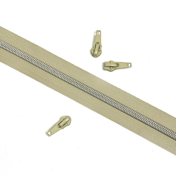 Reißverschluss - beige/silber metallisiert - 1m