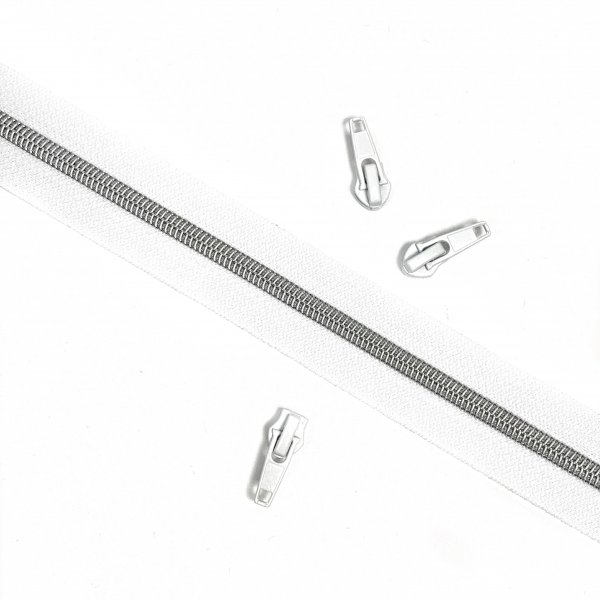 Reißverschluss - weiß/silber metallisiert - 1m
